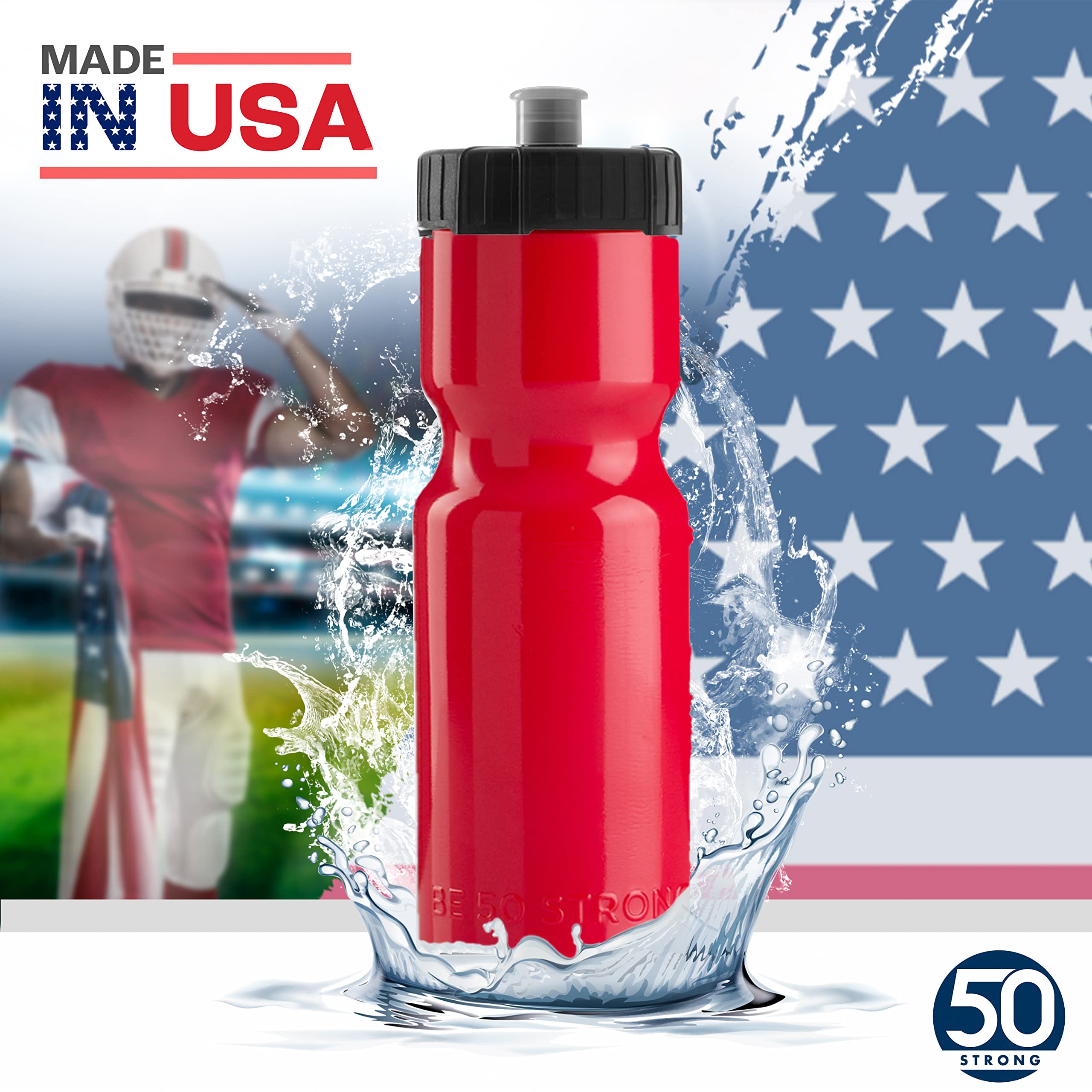22oz Red Sports Water Bottles – 24-Pack