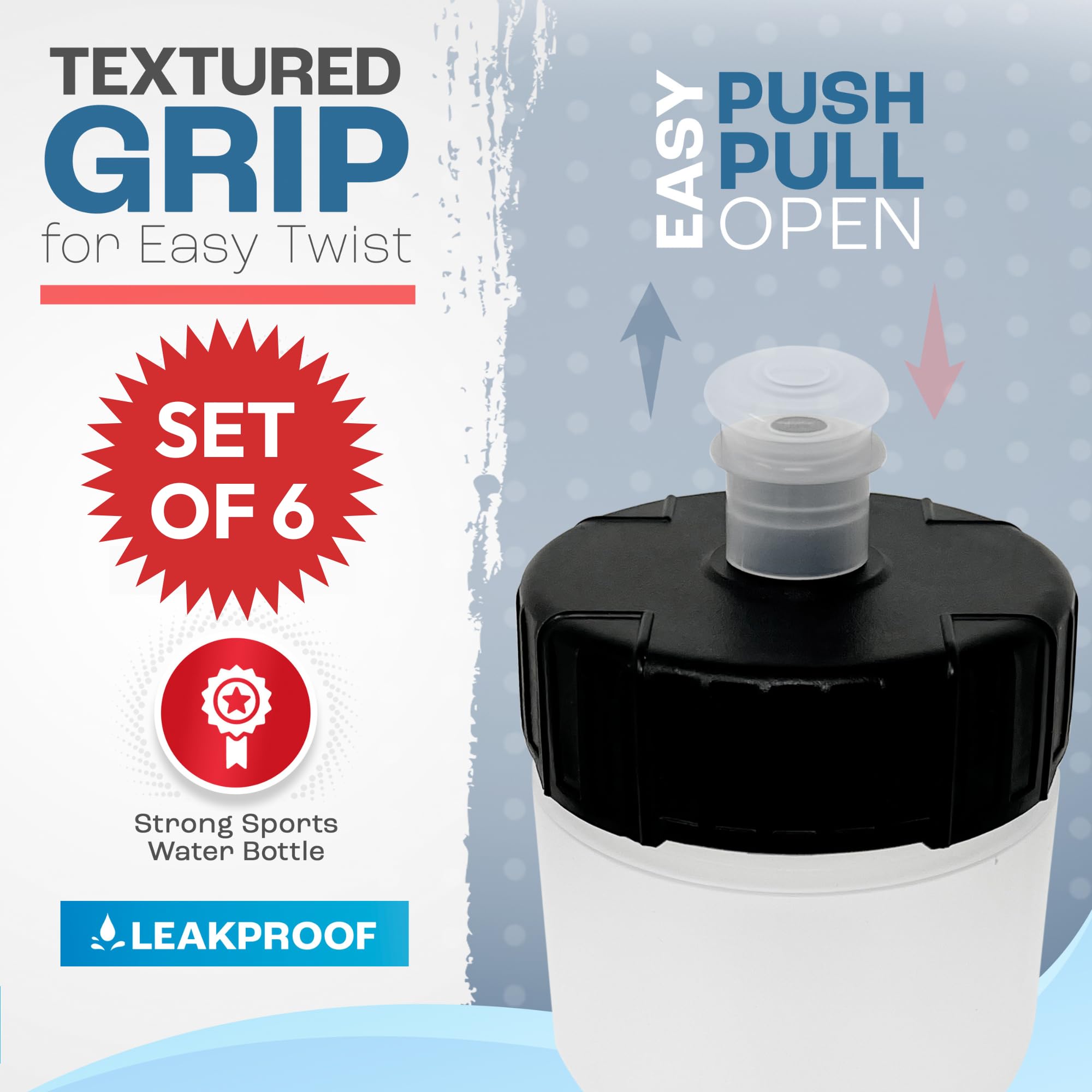 22oz Custom Sports Water Bottles – 6-Pack