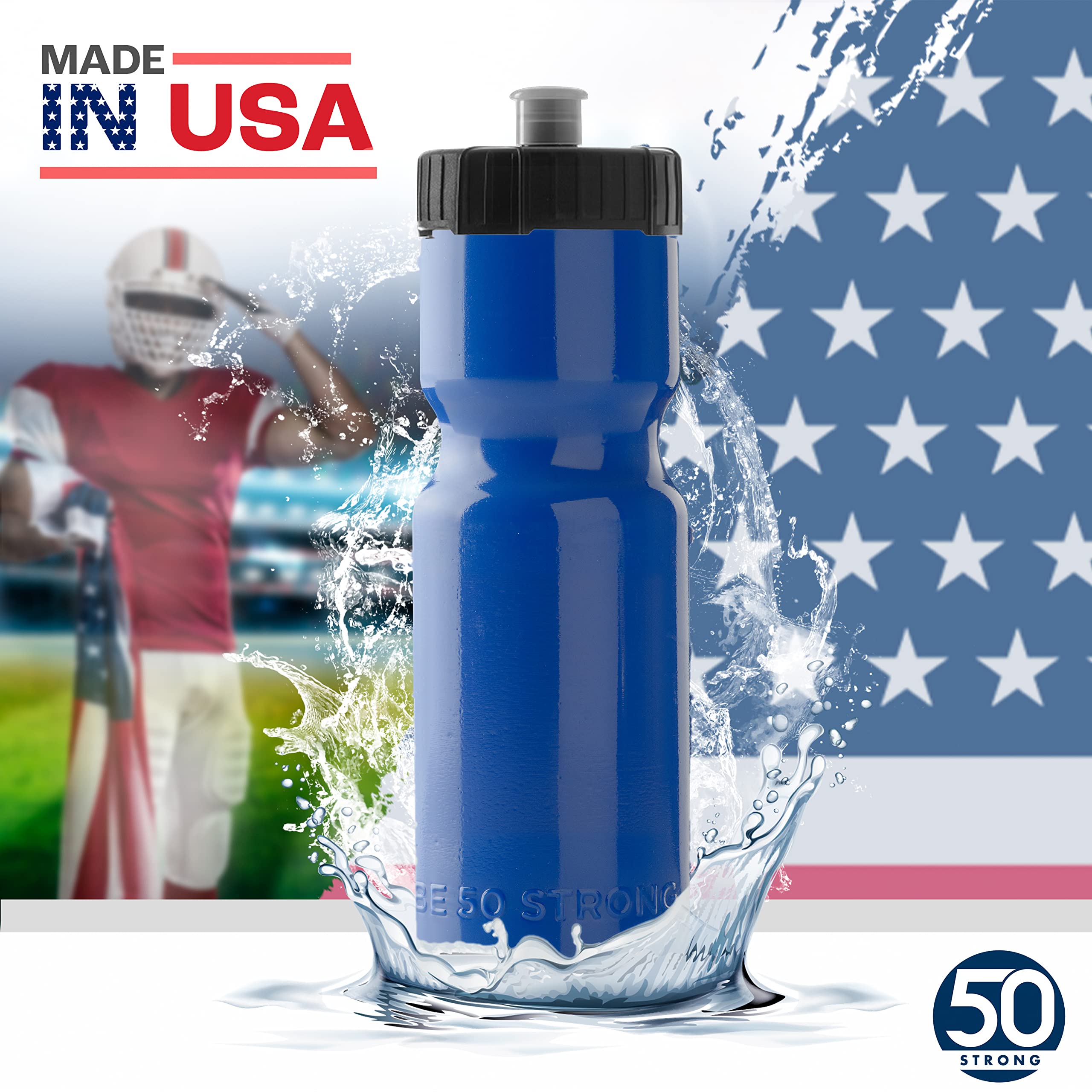 22oz Blue Sports Water Bottles – 6-Pack