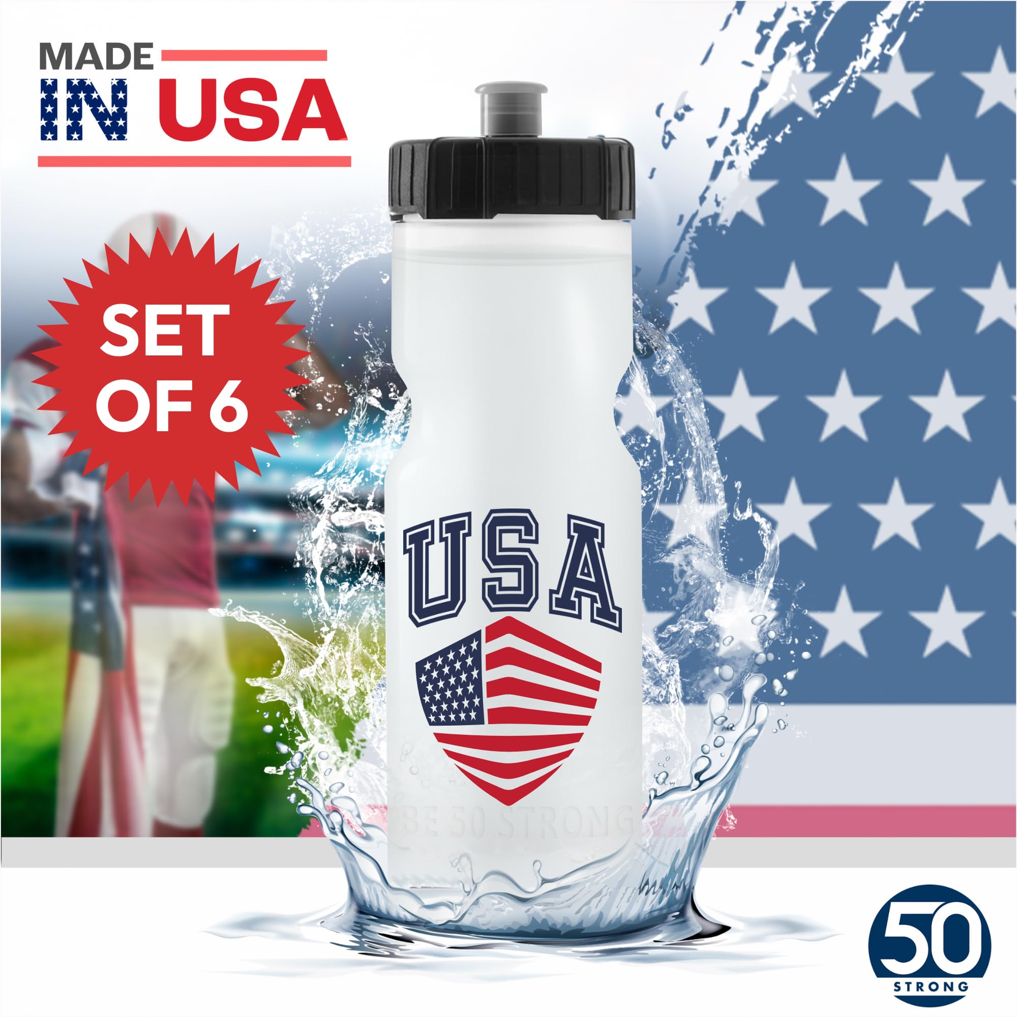 22oz Custom Sports Water Bottles – 6-Pack