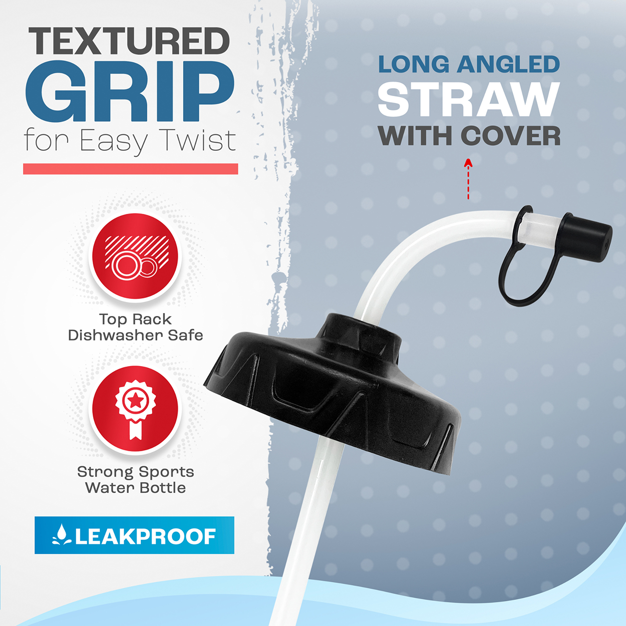 1L Straw Bottle Lid with Cap Cover