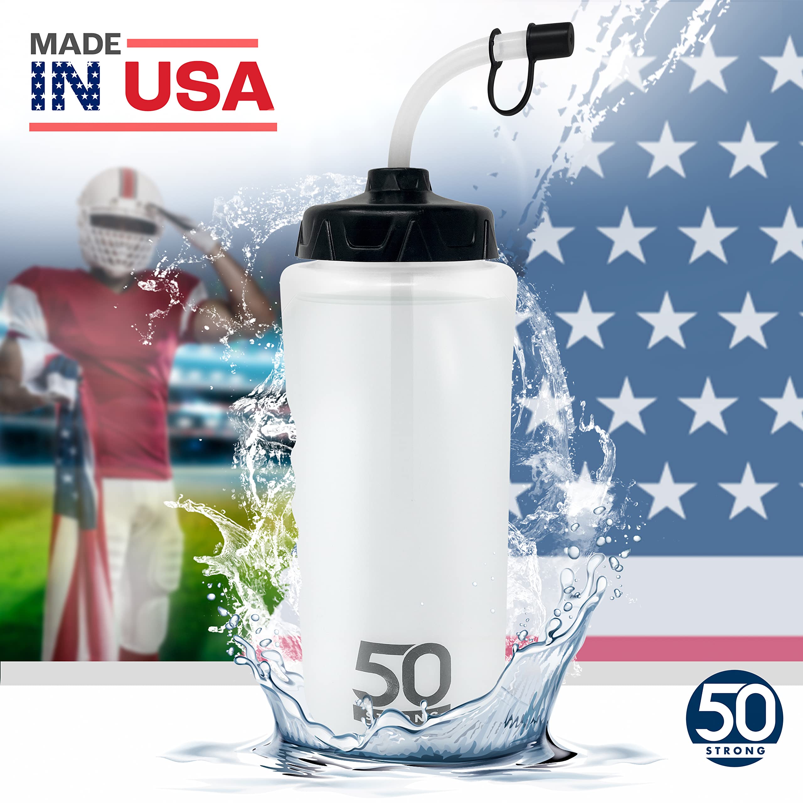 1 Liter Sports Water Bottle with Straw – 6-Pack