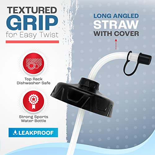 1 Liter Sports Water Bottle with Straw – 18-Pack