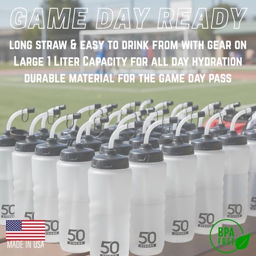 1 Liter Sports Water Bottle with Straw – 18-Pack